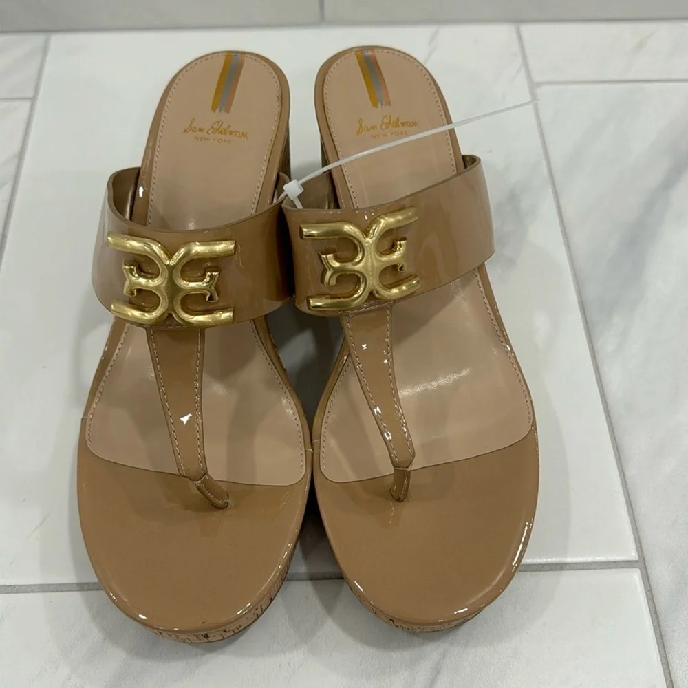 NEW! Sam Edelman Yardlie Emblem Platform Wedge Sandals - Size 10